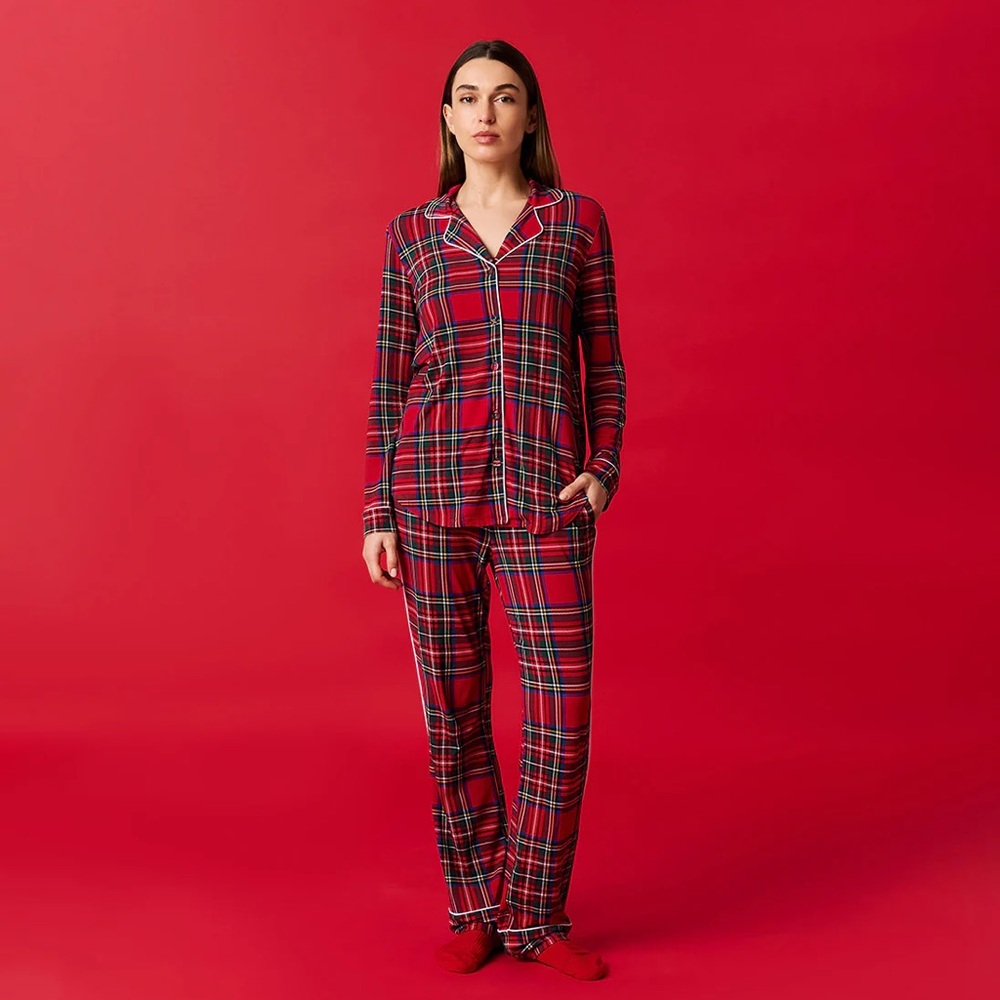 Posh Peanut Red Tartan Luxe Pajama Set